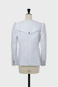 V-Neck Tweed Jacket | Shell White – MYLAN ONLINE SHOP