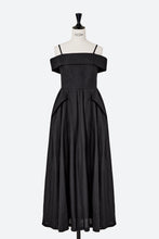 Load image into Gallery viewer, Off-Shoulder Linen Pleated &amp; Gathered Dress | Stone
