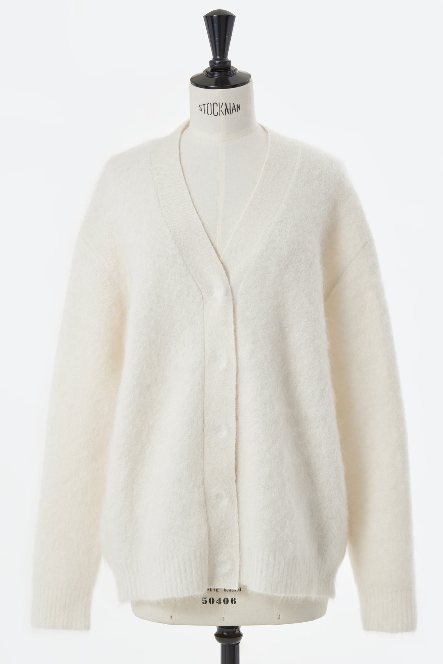 Wool Mohair Knit Big Cardigan | Shell White