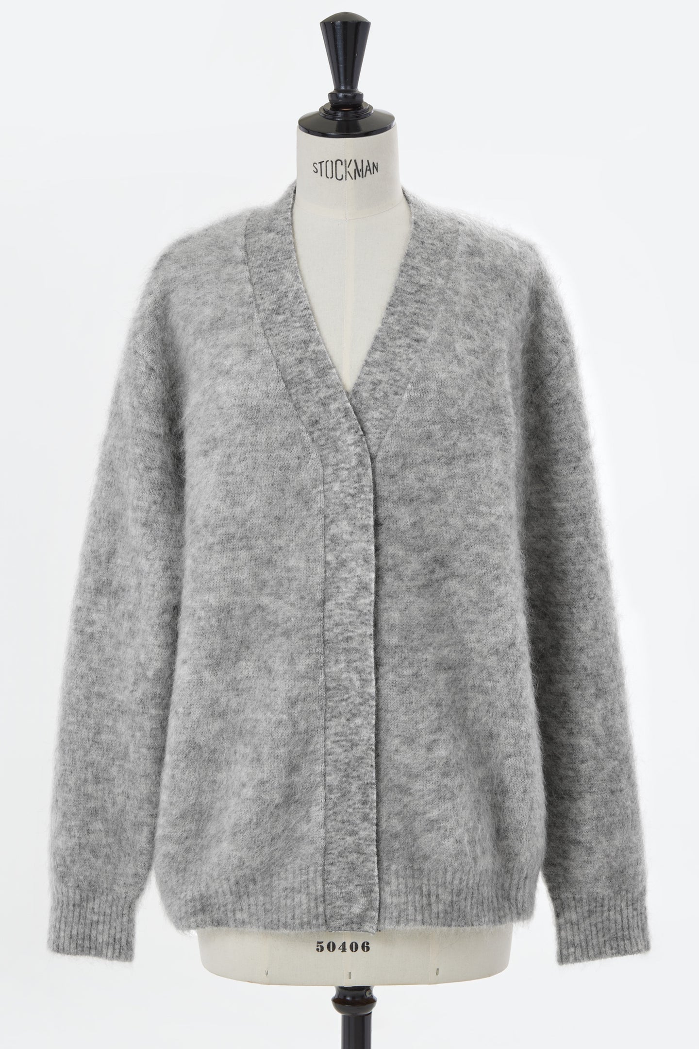 Wool Mohair Knit Big Cardigan | Light Grey
