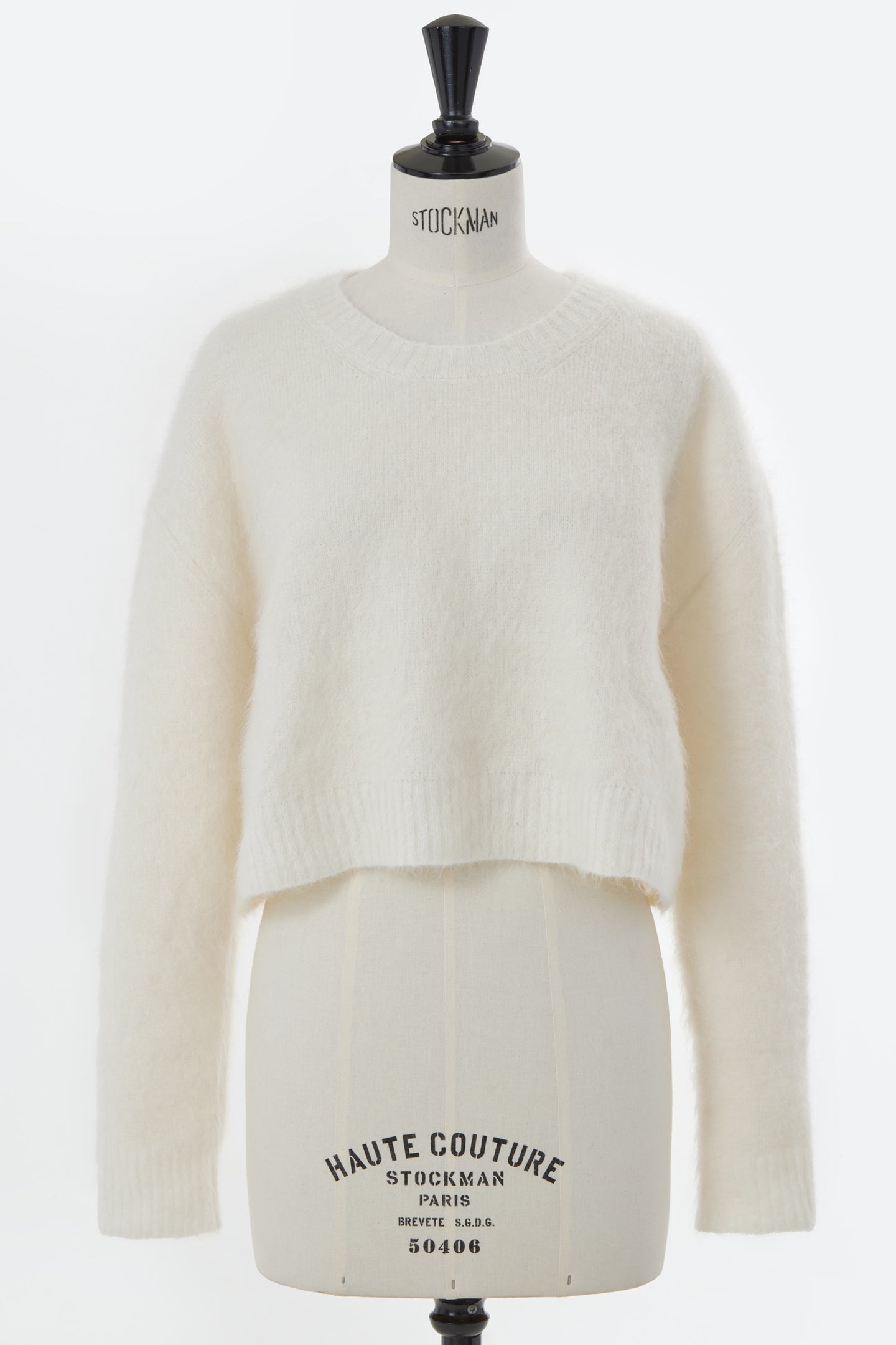 Wool Mohair Knit Short Top | Shell White