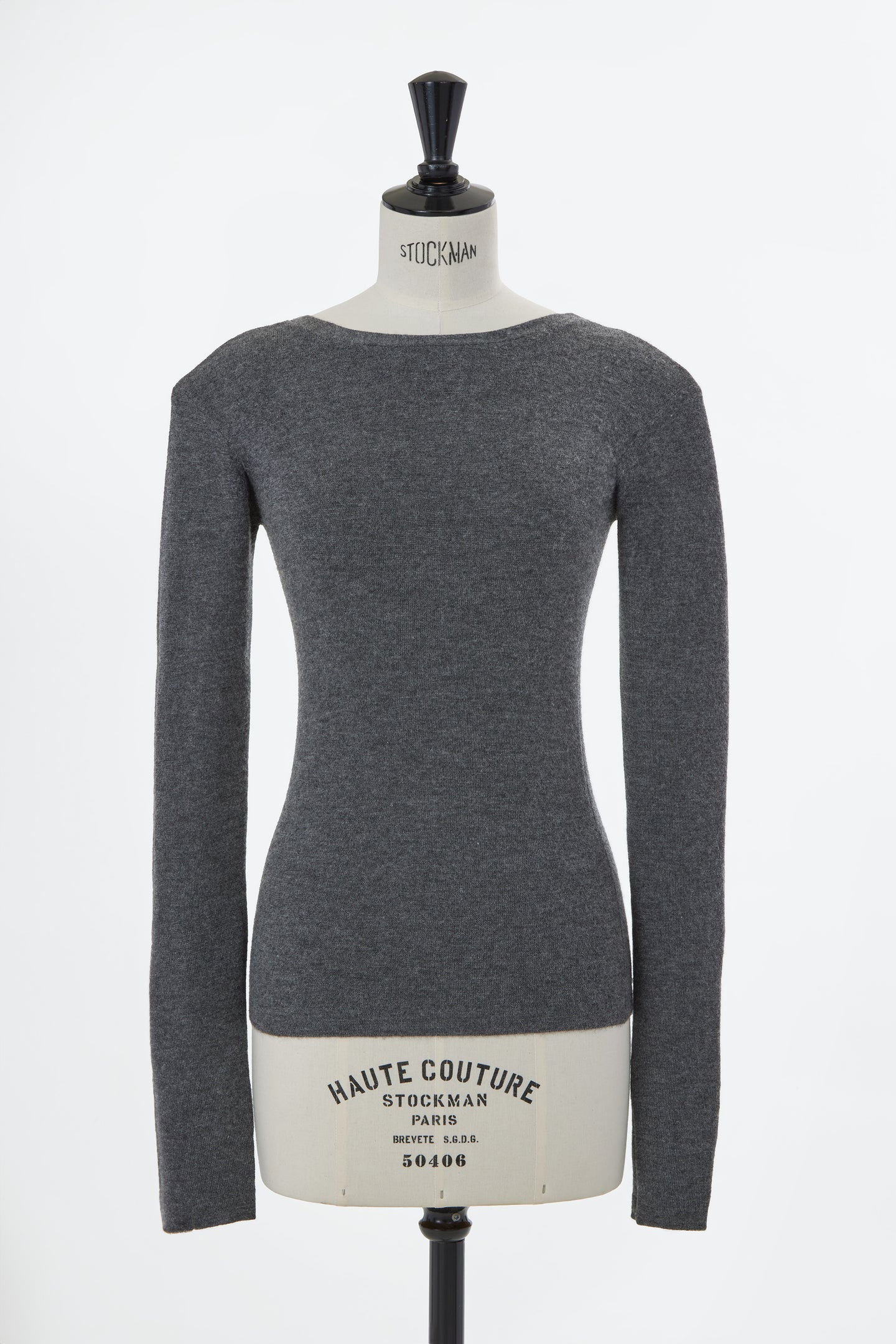 Cashmere Back-Open Knit Top | Charcoal Grey