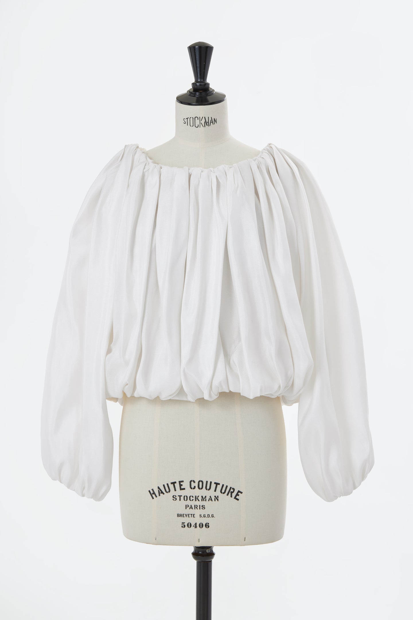 Silk Off-Shoulder Gathered Blouse | Shell White