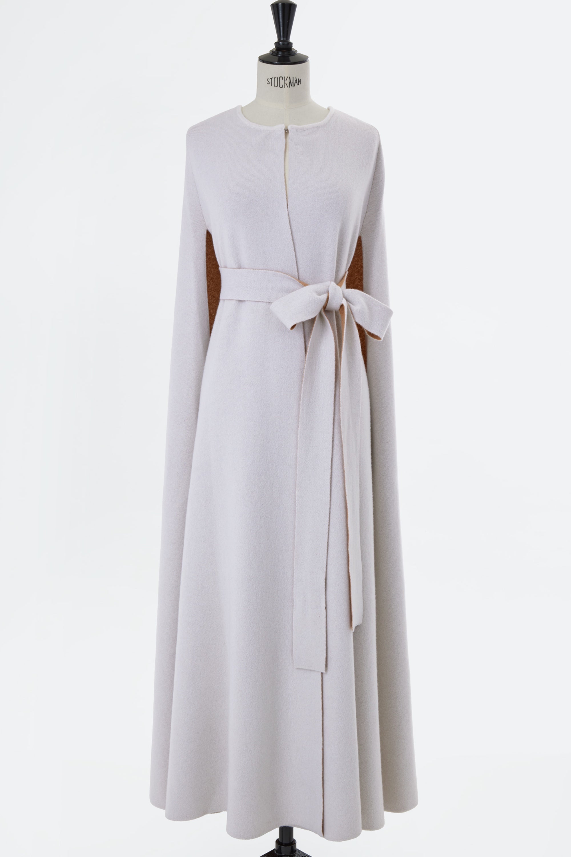 Reversible Cashmere Long Cape Knit Coat | Chocolate × Turquoise