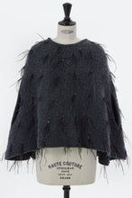 Load image into Gallery viewer, Cashmere Cape Poncho with Feathers | Charcoal Grey
