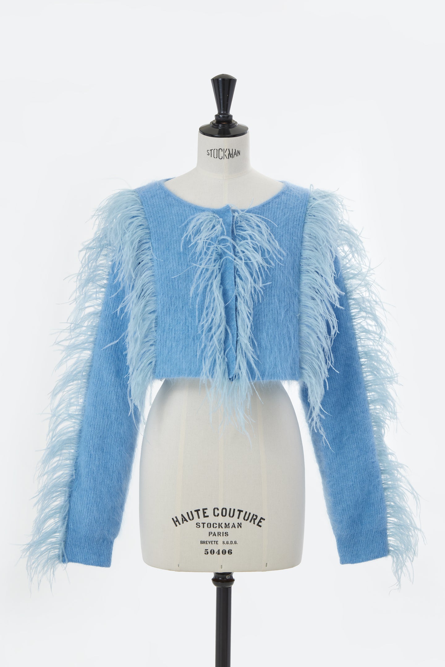 Wool Mohair Knit Feather Cardigan | Sea Blue