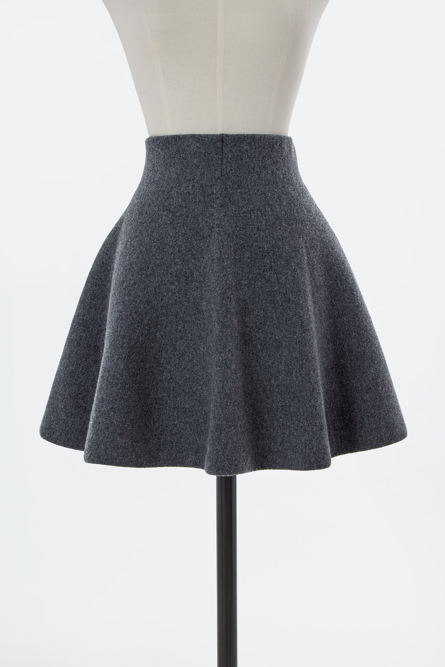 Wool Cashmere Flare Mini Skirt | Charcoal Grey