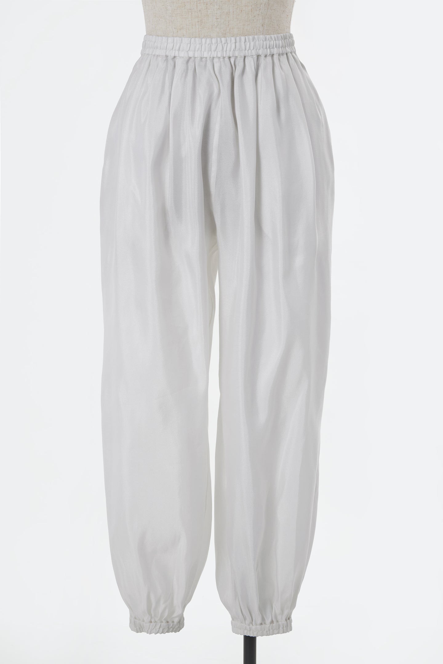 Silk Gathered Pants | Shell White