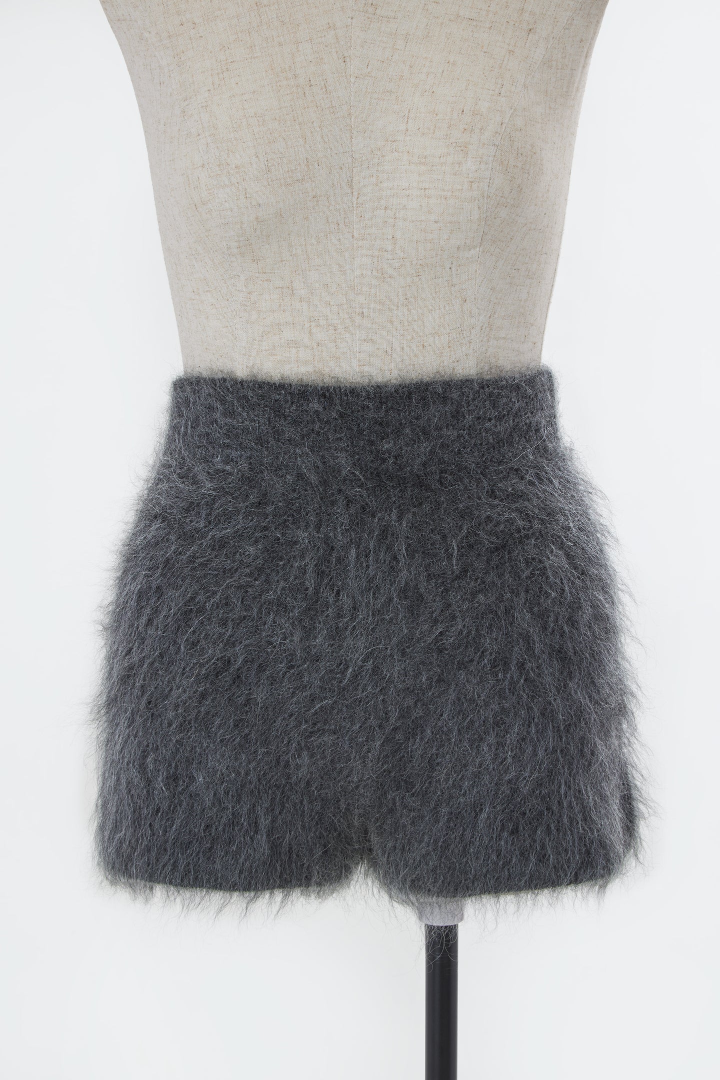 Wool Mohair Knit Shorts | Charcoal Grey