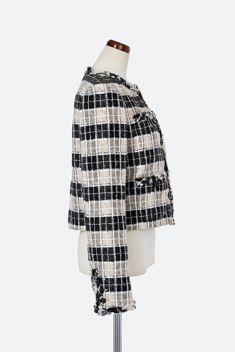 Cropped Tweed Jacket | Plaid A – MYLAN ONLINE SHOP
