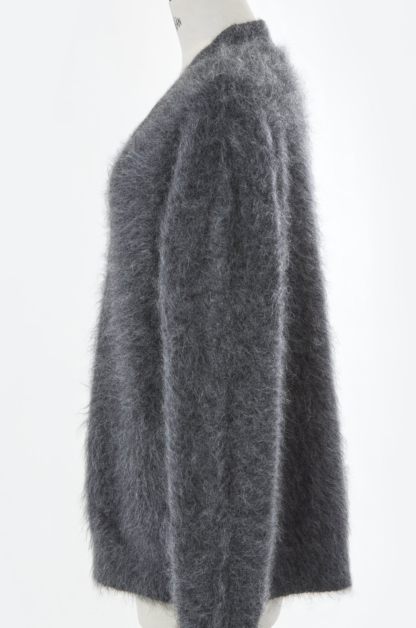 Wool Mohair Knit Big Cardigan | Charcoal Grey