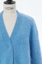 画像をギャラリービューアに読み込む, Wool Mohair Knit Big Cardigan | Sea Blue
