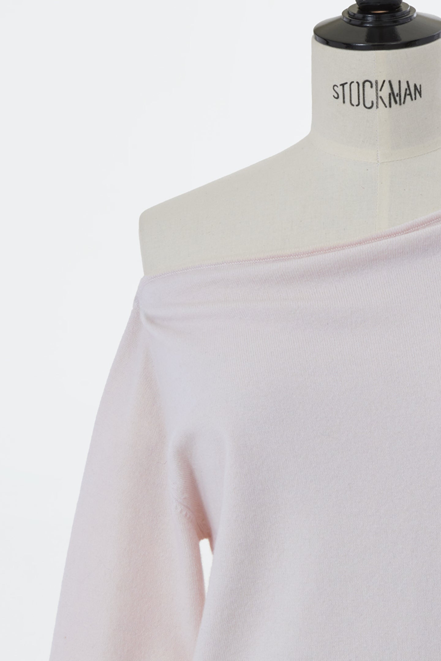 Wool Cashmere Asymmetrical Off-Shoulder Knit | Shell White