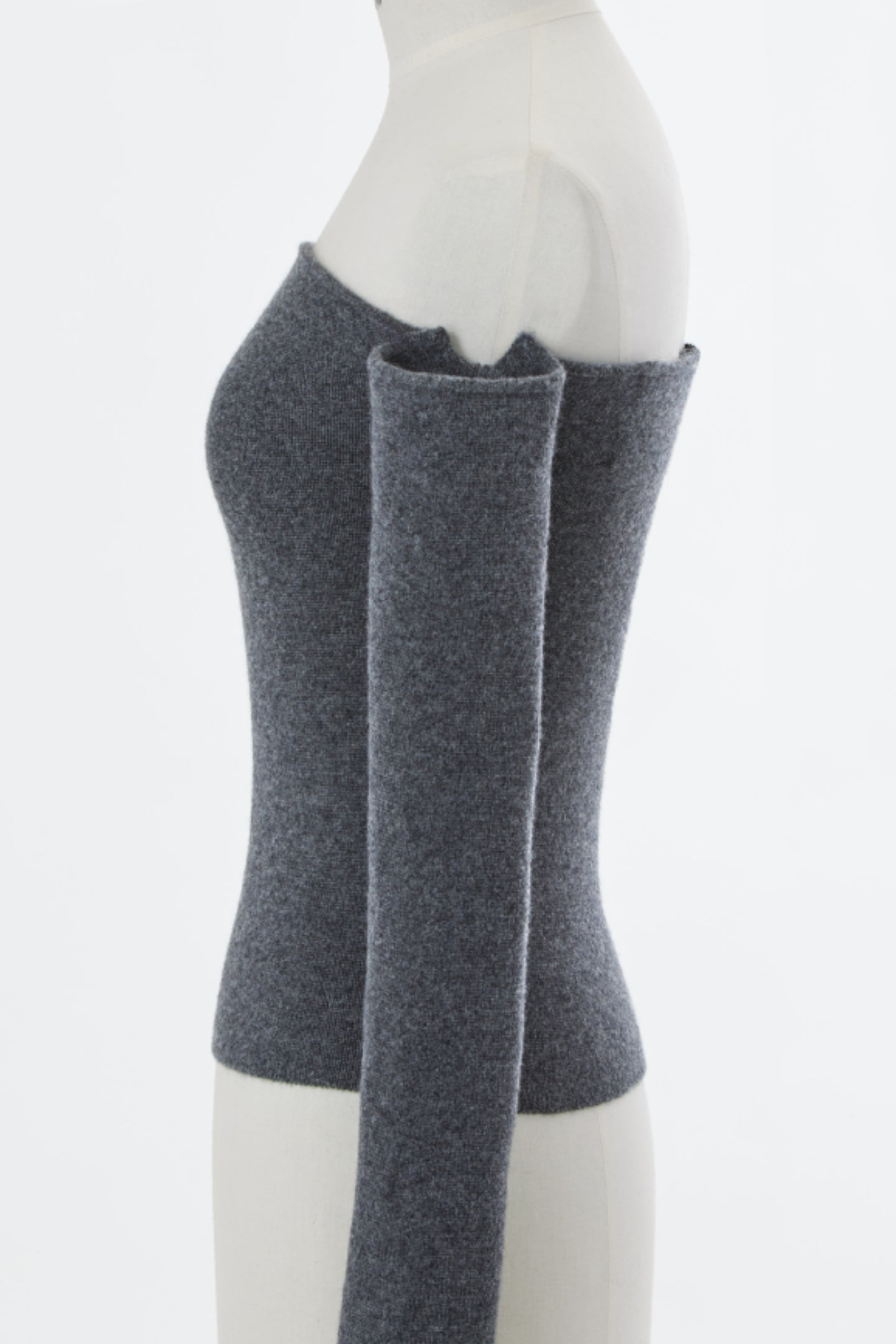 Wool Cashmere Off-Shoulder Knit | Charcoal Grey