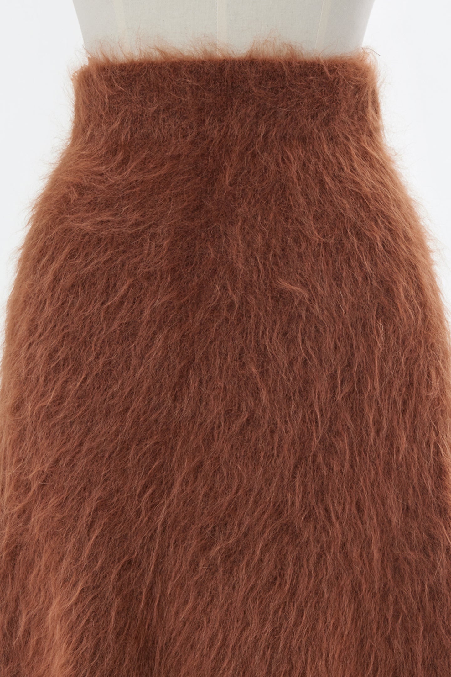Wool Mohair Knit A-Line Long Skirt | Terracotta