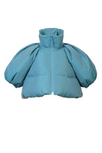 Load image into Gallery viewer, Volume Sleeve Short Down Coat | Sea Blue
