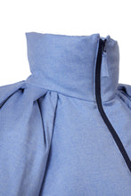 Load image into Gallery viewer, Tweed Volume Sleeve Short Down Coat | Sea Blue
