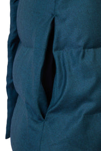 Tweed Poncho Down Coat | Sea Blue