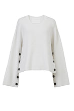 Load image into Gallery viewer, Cashmere Side Button Knit | Pearl

