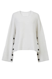 Cashmere Side Button Knit | Pearl