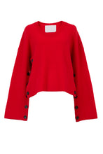 Load image into Gallery viewer, Cashmere Side Button Knit | Ruby
