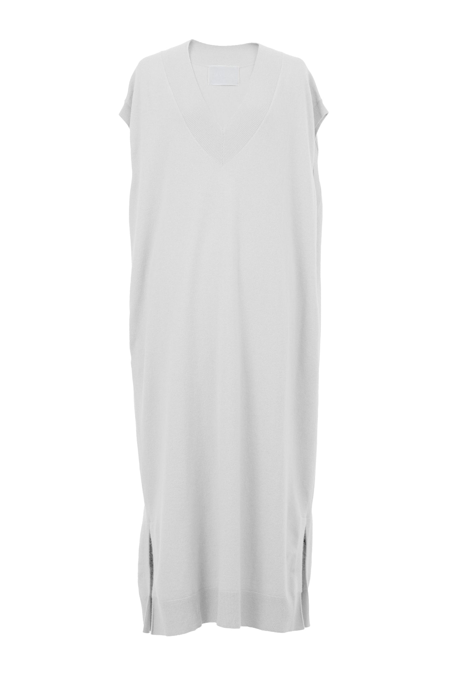 Cashmere Knit Nosleeve V Neck Dress | Pearl