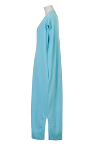 Cashmere Knit Nosleeve V Neck Dress | Sea Blue