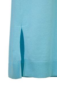 Cashmere Knit Nosleeve V Neck Dress | Sea Blue