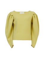 Load image into Gallery viewer, Cashmere Wool Knit Power Shoulder Top | Citrine
