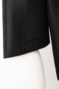 Collarless Short Jacket | Noir