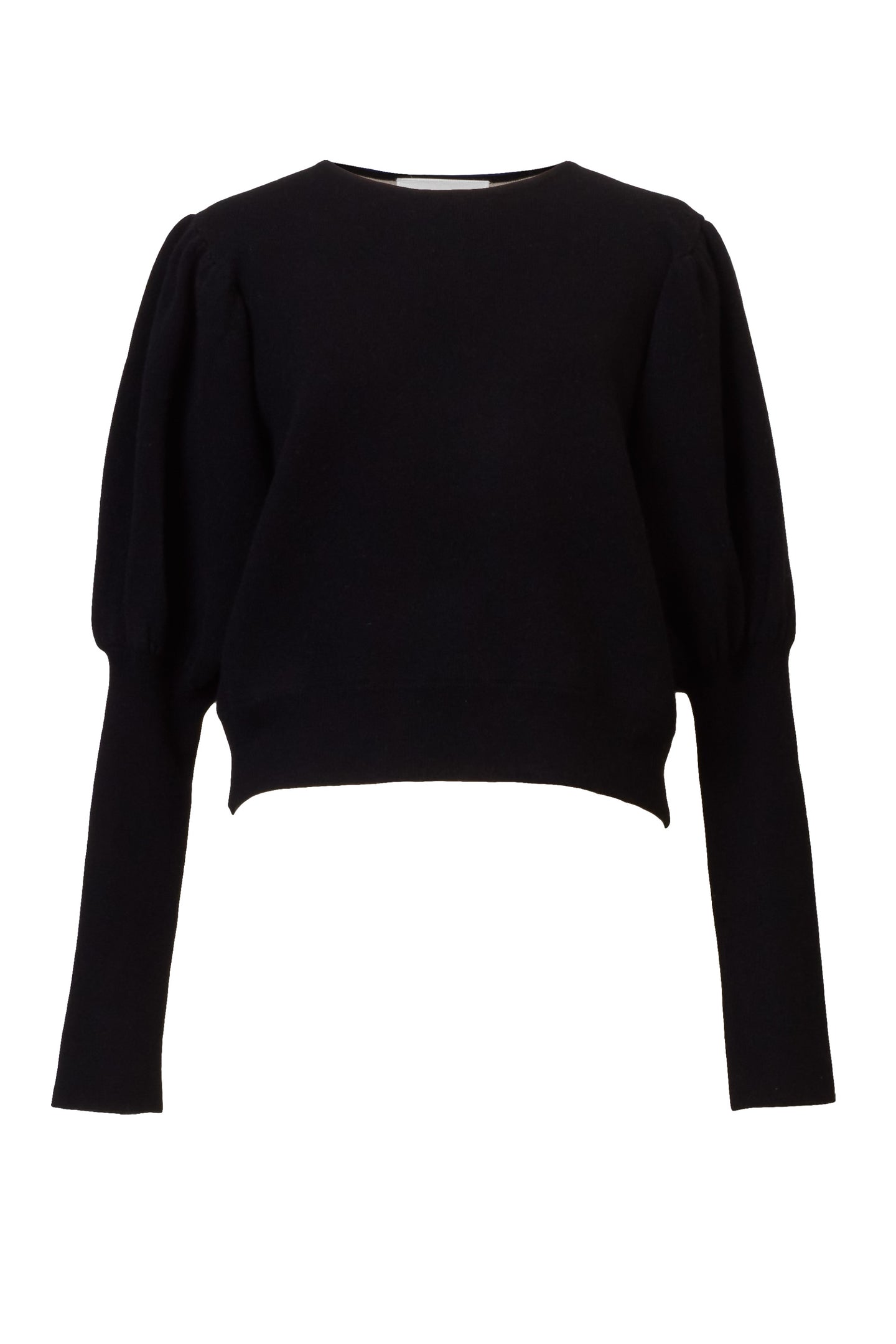 Bi-Color Puff Sleeve Cashmere Knit Top | Stone