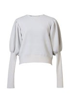 Load image into Gallery viewer, Bi-Color Puff Sleeve Cashmere Knit Top | Shell White

