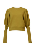Load image into Gallery viewer, Bi-Color Puff Sleeve Cashmere Knit Top | Pistachio
