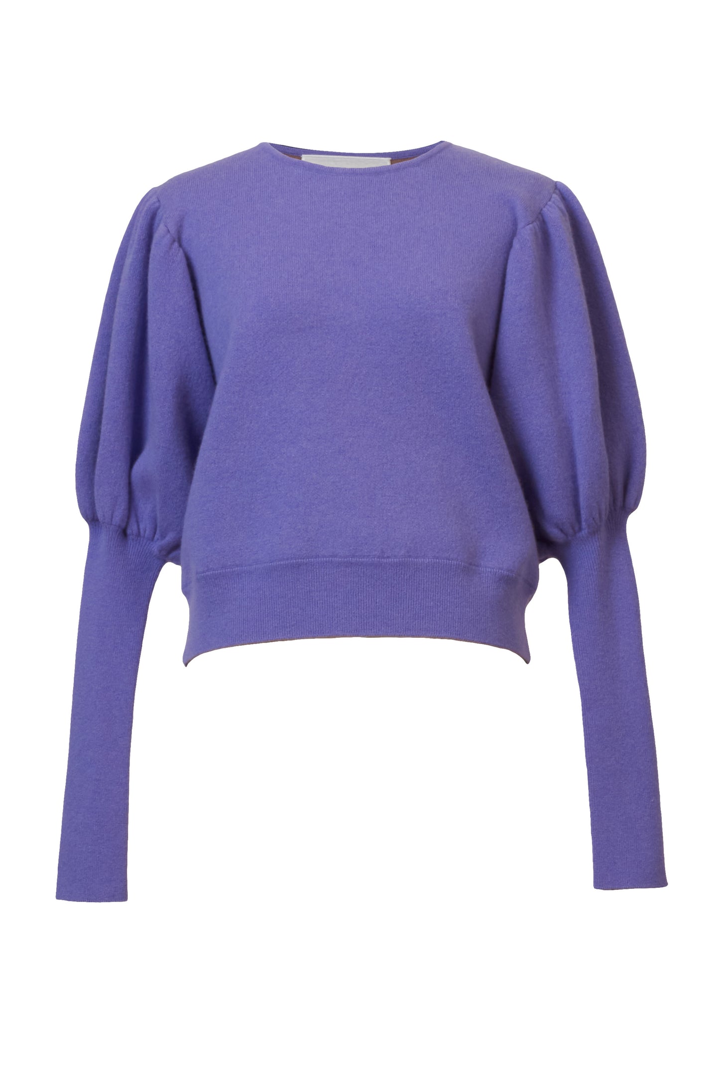Bi-Color Puff Sleeve Cashmere Knit Top | Lilac