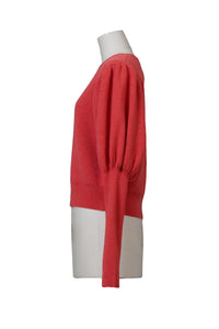 Bi-Color Puff Sleeve Cashmere Knit Top | Pistachio