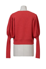 Load image into Gallery viewer, Bi-Color Puff Sleeve Cashmere Knit Top | Shell White
