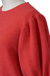 Bi-Color Puff Sleeve Cashmere Knit Top | Pale Blue