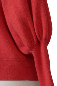 Bi-Color Puff Sleeve Cashmere Knit Top | Pale Blue