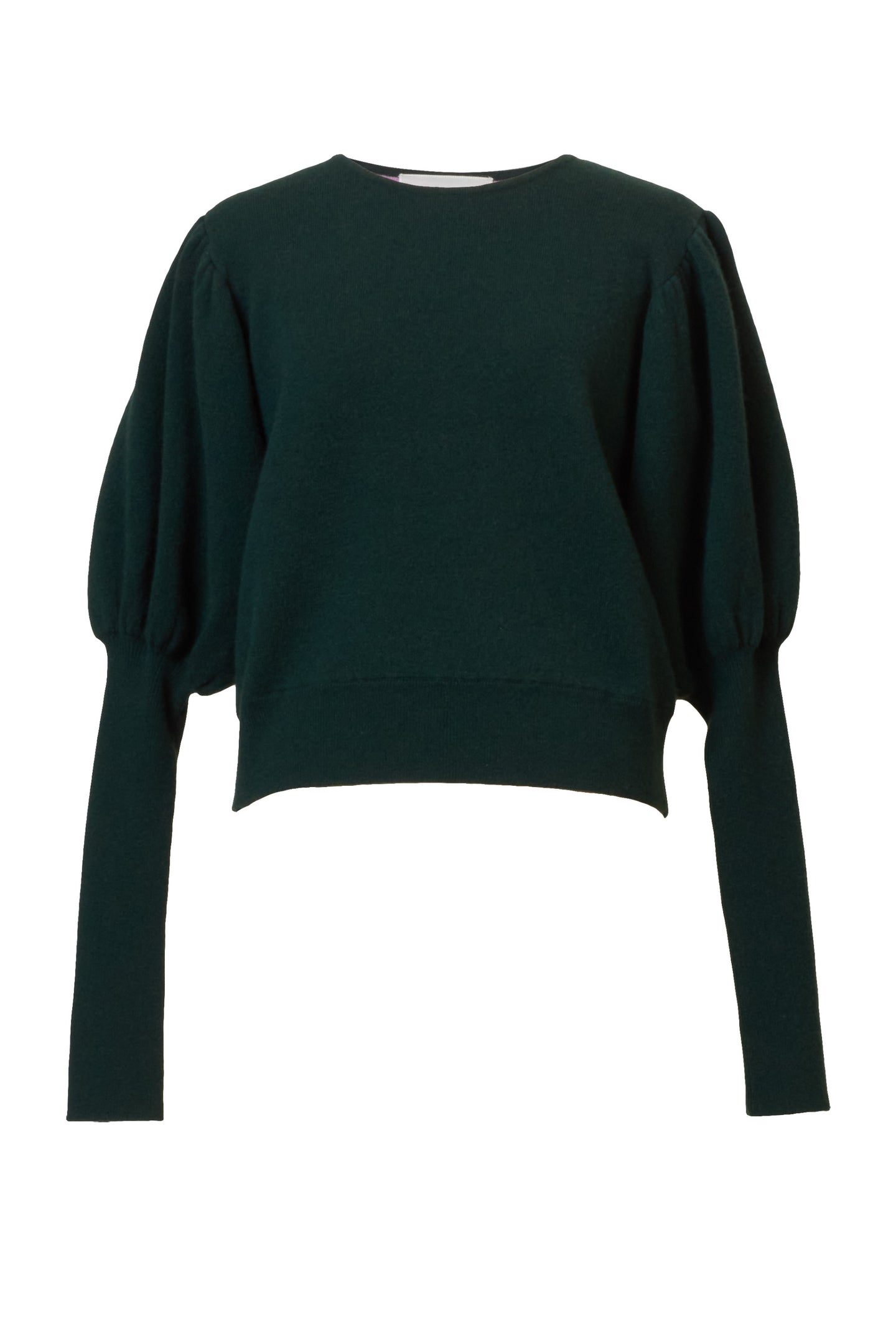 Bi-Color Puff Sleeve Cashmere Knit Top | Earth