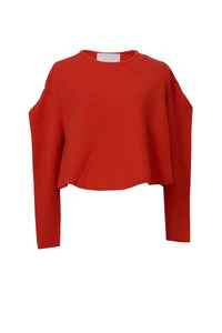 Cashmere A-Line Rib Top | Coral Red