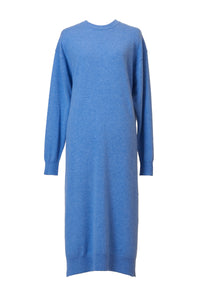 Cashmere Knit Side Slit Dress | Sea Blue