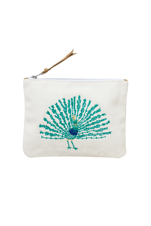 Motif Embrodidery Pouch | Peacock
