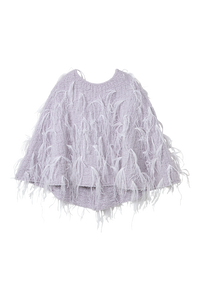 Feather Fringe Poncho | Pearl