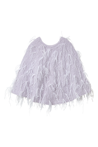 Feather Fringe Poncho | Pearl