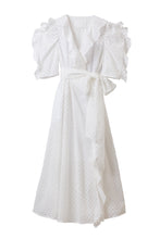 Load image into Gallery viewer, Cotton Lace Ruffle Wrap Dress | Shell White
