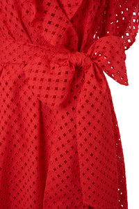 Cotton Lace Ruffle Wrap Dress | Black