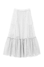 画像をギャラリービューアに読み込む, Cotton Lace Tiered Skirt | Shell White
