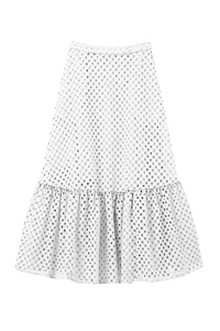Cotton Lace Tiered Skirt | Shell White
