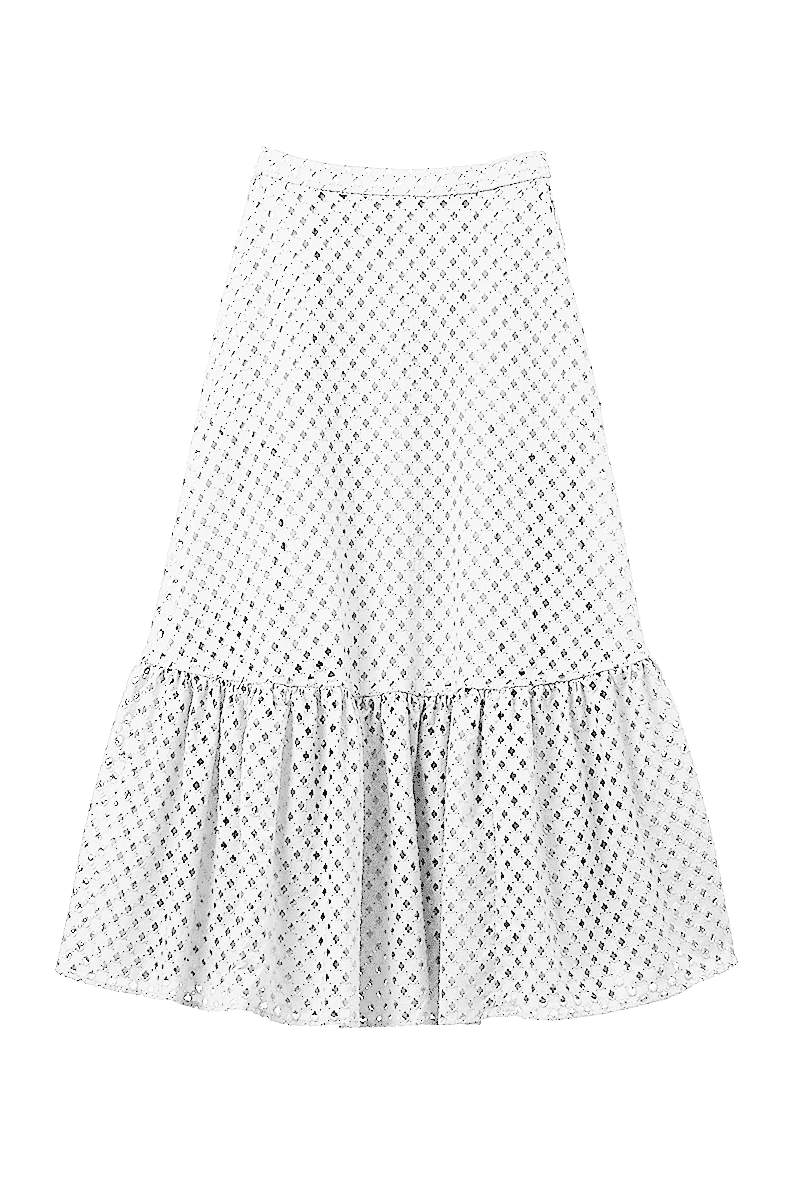 Cotton Lace Tiered Skirt | Shell White