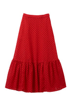 Load image into Gallery viewer, Cotton Lace Tiered Skirt | Coral Red
